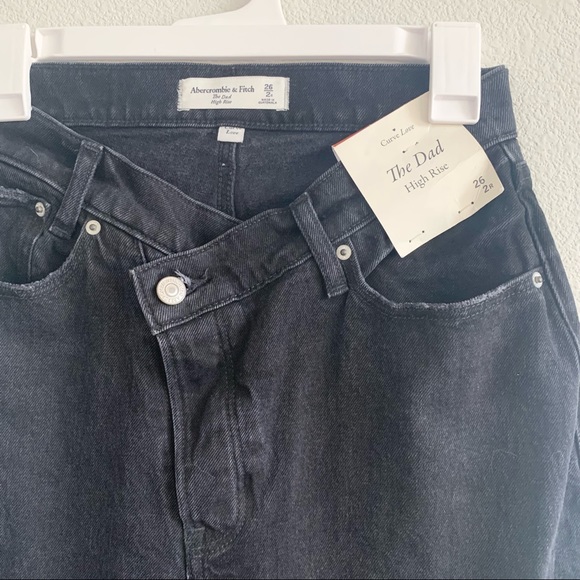 Abercrombie & Fitch | Jeans | Nwt Abercrombie The Dad High Rise Criss Cross Black Jeans Curve 